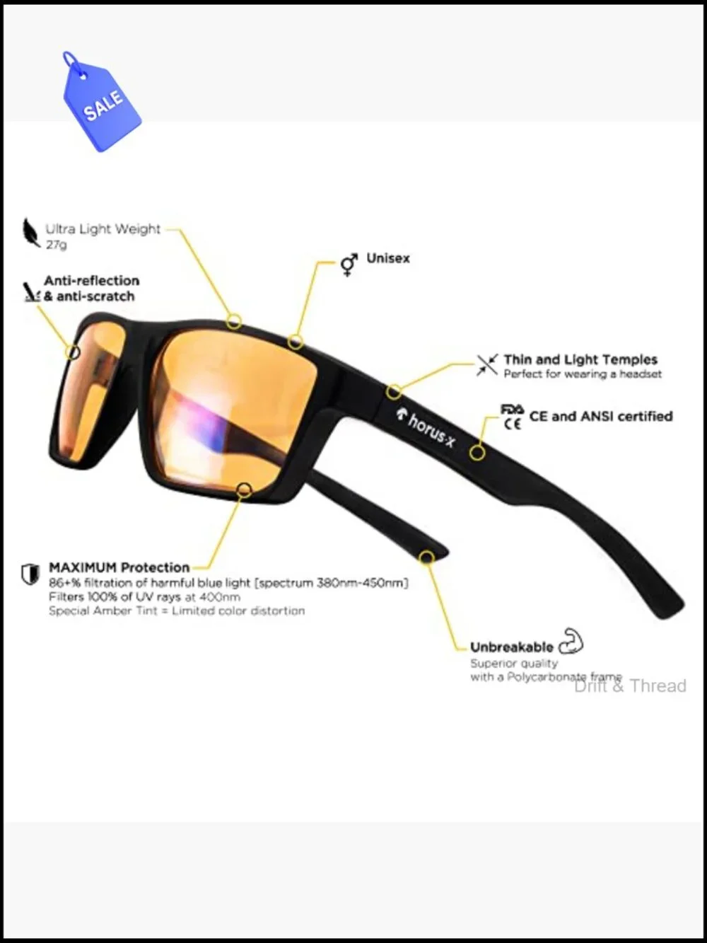 Blue Light Blocking Glasses Men Women Gaming Computer Screen UV Anti-Fatigue
